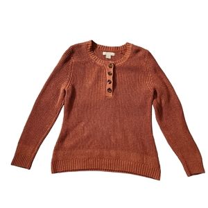 Natural Reflections Rust Color Pullover W/ Buttons Size M Sweater